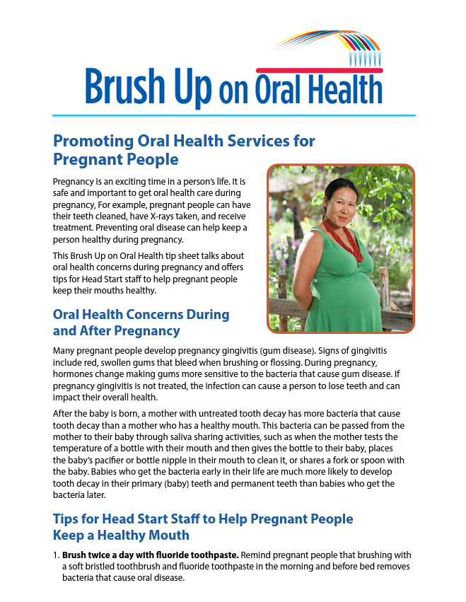 Promoting Oral Health Services for Pregnant People