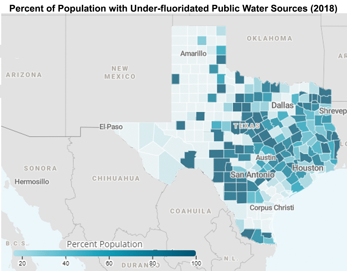 Under-Fluoridated Counties Compared to Overall Early/Urgent Treatment Needs